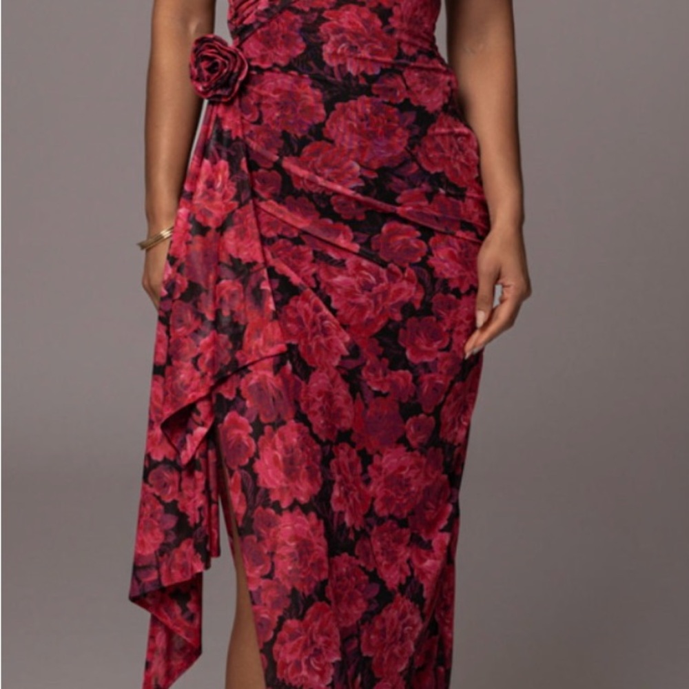JLUXLABEL Red Floral Dress